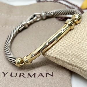 David Yurman Diamond Metro Cable Bracelet .925/14K Gold